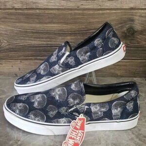 New Vans Womens Classic Slip On Wireframe Skulls Shoes Size 7 Skater Goth Grunge